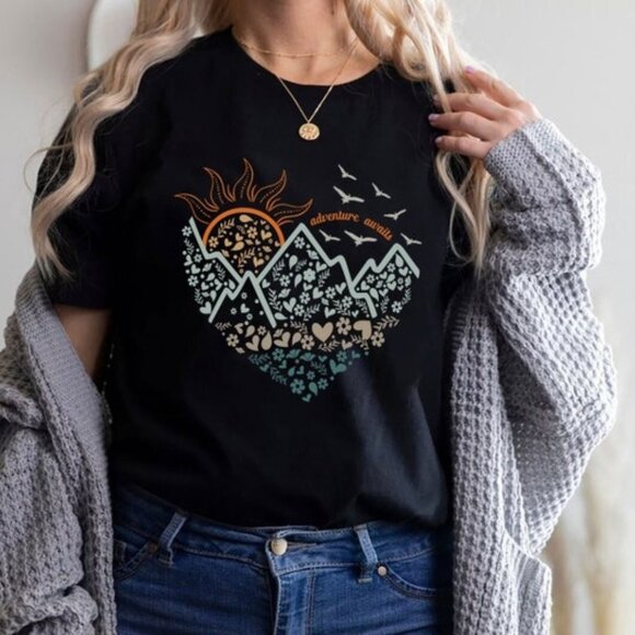 Adventure Awaits Shirt, Wanderlust Explore More Tee, Nature Lover Shirt - Picture 1 of 3